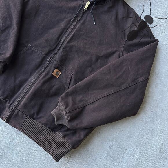 Vintage Y2K Carhartt J130 DKB brown hooded work wear jacket - Picture 4 of 8